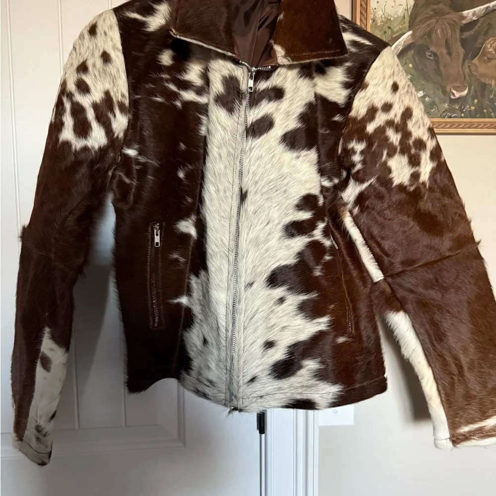 Real Cowhide Hair on Hide Western Jacket Womens New - Picture 1 of 11